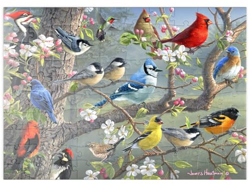 MyPuzzle Bunte Vögel im Blütenbaum - Premium 100 Teile Puzzle - MyPuzzle Sonderkollektion von Puzzle Galaxy