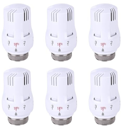 6 Stück Kühlerthermostat, Thermostatkopf, 6 Stück Kühlerthermostat, Heizkörperventil M 30 x 1,5, Heizkörper Thermostatkopf Set, Kühlerventilköpfe, Kühlerventil Ersatzkopf, Kühlerthermostatventil