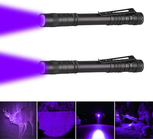 LIAISIMI lampe de poche rouge Mini lampe de poche LED rouge avec pince à stylo lampe de poche étanche lampe de poche rouge 13cm pour l'observation des étoiles, vision nocturne (2 Pack-UV)