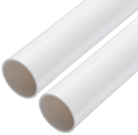 sourcing map 2 Inch PVC Rigid Tube Round Pipe Tubing Hardware Tubing 46mm ID 50mm OD 9 Length White High Impact for Water Pipe, Crafts, Cable Sleeve 2pcs