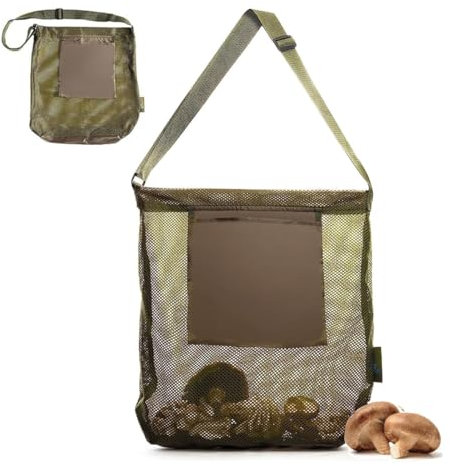 Bangbobi Pilzkorb - Pilze sammeln leicht gemacht mit der robusten und atmungsaktiven Pilztasche - Verstellbarer Schultergurt und Extra-Tasche für Zubehör