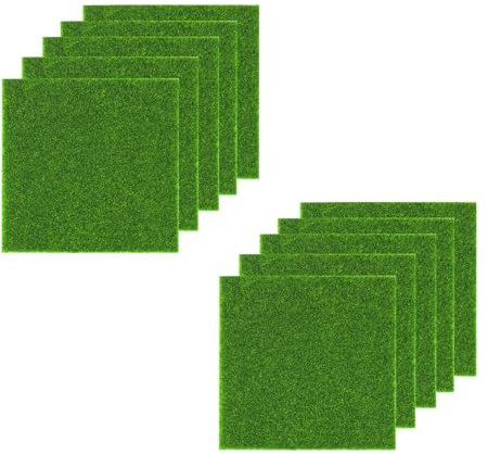 MYLERCT Erba Sintetica,10 Pezzi 15 x 15 cm Prato Sintetico, 5 mm Spessore Erba Finta, Simulato Erba Sintetica per Esterno, per Patio, Decorazione Paesaggistica