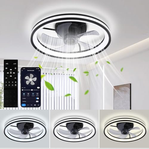 Lospitch Ventilatore da Soffitto con Luce, 50cm Dimmerabile Ventilatore a Soffitto LED con Telecomando e Smart APP, 3 Colori 6 Velocità per Soggiorno Camera da Letto Sala da Pranzo