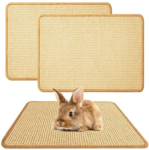 Oncpcare Kratzmatte für Kaninchen, natürliches Sisal, Kratz- und Kauspielzeug, Kaninchen-Matten, Haustierkäfig, Bettwäsche zum Beißen, Schlafen