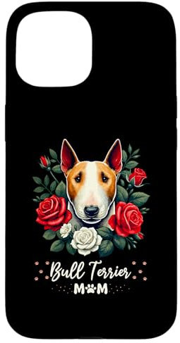 Custodia per iPhone 15 Roses Flowers Bull Terrier Mom Mini Bull