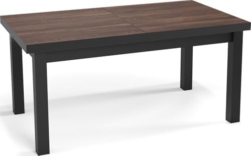 WFL GROUP Moderner Rechteckiger Ausziehbarer Esstisch - Platzsparend - Schwarze Holzbeine - 200 bis 300 cm - Hergestellt in EU - 200 x 100 cm - Arvadonna Chestnut
