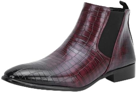 MlYJmer Stivali Chelsea da Uomo Stivaletti Stivali da Sera Casual Stivali Oxford,Rosso,41 EU