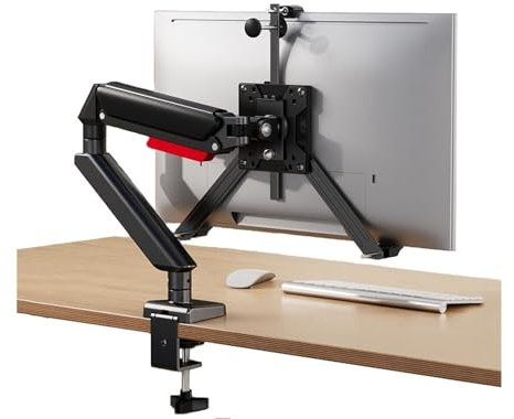 TV Wandhalterung Einzelmonitor-Montagearm mit Adapterhalterungen zur Montage, passend for max. 32-Zoll-Bildschirme ohne Montagelöcher, verstellbare Gasdruckfeder-Einzelmonitor-Tischhalterung TV Halter
