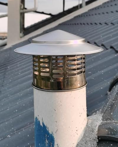 Comignolo Canna Fumaria Tubo Flessibile Copertura Canna Fumaria per Terminale Tubo Stufa, Villa Esterno Canna Fumaria in Argilla Tegola Griglia Antivento e Antipioggia Tubo Tetto Parapioggia, 3 4.3