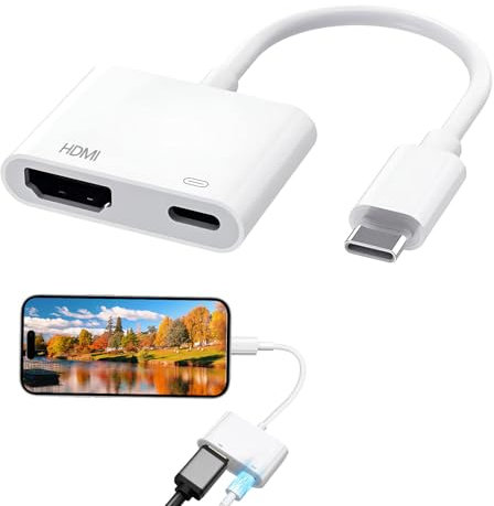 Usb C to HDMI Adapter, 2 In 1 Type C to Hdmi Adapter, Usbc to HDMI Adapter with 4K 60Kz HDMI 100W Power Delivery Compatible with iPhone 15/15 Pro/16/16 Pro, HP, Dell, iPad Pro, MacBook Pro/Air, etc