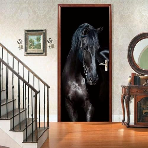 Sticker Porte Cheval Papier Peint Porte, Cheval Autocollant Poster Porte Auto-Adhésif, Chambre Salon Salle de Bain Affiche Art Décor Mural 3D Stickers Porte 90 x 200 cm q7090