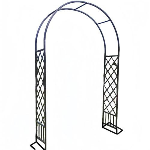 Arche de jardin en métal avec base robuste - Grande arche blanche robuste - Pour accessoires de photographie, herbe de la pampa et fleurs - 1,2 m x 2,2 m - Support noir