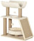 PawHut Rascador para Gatos Árbol para Gatos Altura 76 cm con 4 Postes Rascadores Nido Plataforma en U Almohadilla para Rascar Bolas Colgantes Marrón Claro
