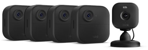 New Blink camera (Outdoor 4) + Blink Mini 2 Black | Newest model | Wireless HD smart security camera, two-year battery life, enhanced motion detection, works with Alexa | 4-Camera System