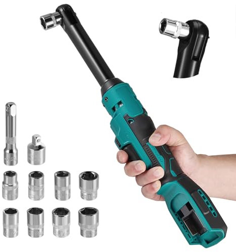 Set di chiavi a cricchetto senza fili da 80 N.m, driver a cricchetto elettrico da 3/8 compatibile con Makita 20 V, con 8 prese, adattatore da 1/4, chiave a cricchetto da 16 cm, luce LED, (senza