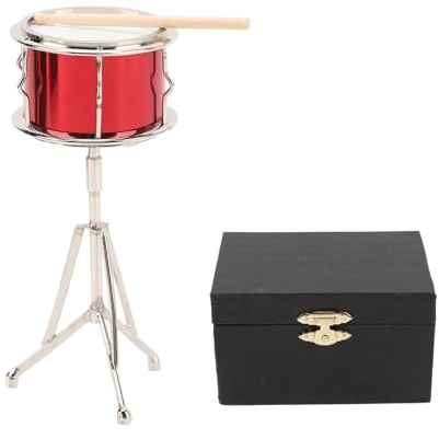 Schreibtisch-Ornamente, Miniatur-Trommelmodell, Musikinstrument-Zubehör, Musikzimmer-Dekor, Holz, Metall, winziges Trommelmodell mit Drumstick, Geschenke für Frauen, Männer, Erwachsene, Freunde