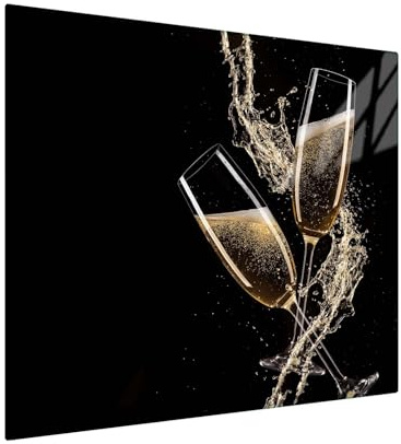 SFArt Herdabdeckung Glas 1 Teilig 60x52 – Gehärtetes Glas Schneidebrett & Ceranfeld Abdeckplatte – Hygienisch & Rutschfest – Schutz für Induktion, Ceran - Sekt