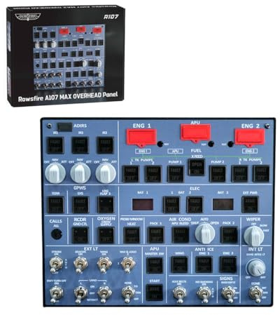 A107 V3.0 MAX Light OVHD Overhead Panel, Light Panel Kompatibel Mit FENIX A32X、FBW A32X、iniA32X Windows Flight Sim Home Cockpit Für Xmsfs 2020/2024 (Backlit+Metallgehäuse+Taktile Schalter Edition)