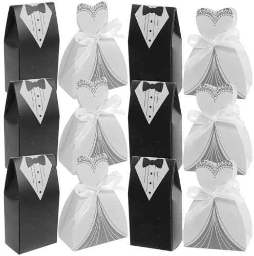 Toyvian 200stücke Hochzeit Geschenkbox aus Papier Gastgeschenkboxen in Smoking und Kleiderform Süßigkeitenboxen für Hochzeitsdekoration Tischdeko für Hochzeitstische