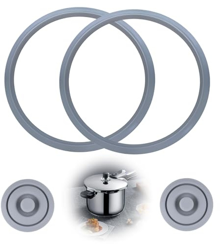Juego de 4 Repuestos para Olla a Presión Compatible con WMF Plus, 2x Anillos de Goma de Sellado de 22 cm y 2x Válvulas de Señal de Cocción – Compatible con WMF Perfect Plus 3L 4,5L 6,5L 8,5L