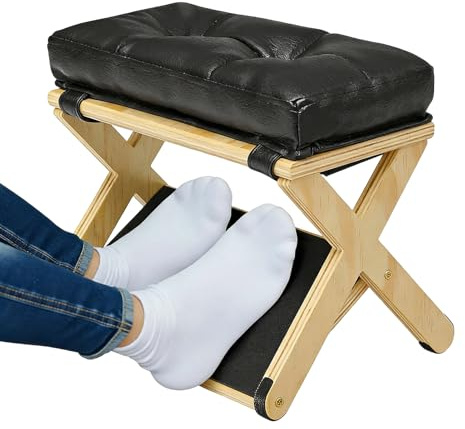 Sionhiuo Tabouret De Pied Pour Bureau | Double Couche Ergonomique À Inclinaison En Bois De Petite Taille | Support pour Pieds Sous le Bureau | pour Maison, Chambre et Salon