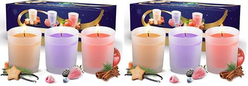 Air Wick Wohlfühl-Duftkerze Geschenkset - winterliche Düfte mit ätherischen Ölen - 3 x Duftkerzen im Glas in schöner Geschenkbox (Packung mit 2)