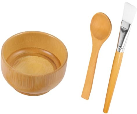 POPETPOP Mixing Bowl Set Facial Tool with Brush and Spoon 3pcs Lightweight Synthetic Material for Home and Travel Use