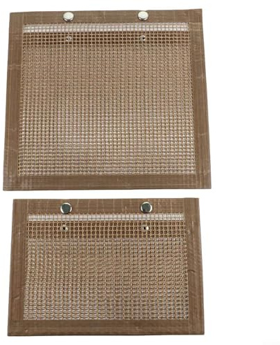 2 x antihaftbeschichtete Grillbeutel, 24 x 14 cm und 27 x 22 cm, wiederverwendbare Netzbeutel für Fleisch und Gemüse, hitzebeständig bis 260 °C, für Grillen im Freien (braun)
