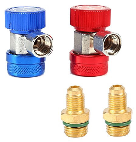 Youngine Einstellbare R134A Schnellkupplung Adapter Fittings High Low Klimaanlage Manifold Gauge Schlauch Umbausatz, 1/4 SAE HVAC