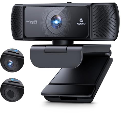 NexiGo Webcam 1080P 60FPS with Microphone for Streaming, Advanced AutoFocus, w/Privacy Cover and Tripod, N680P Pro Computer Web Camera for Online Learning, Skype Zoom Teams, Mac PC Laptop Desktop