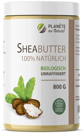 SheaButter Bio 800g Westafrika -100% Rein -100% Natürlich - Unraffiniert - Vegan - alle Hauttypen, Natürliche Körperbutter - Gesicht, Lippen, Haare - Pflegt, Schützt, Befeuchtet
