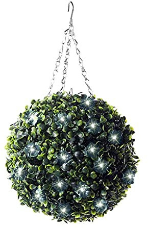 Best Artificial 28 cm grüne Buchsbaumkugel, beleuchtet, mit Kette, 1 Stück