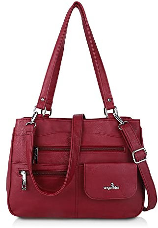 Angel Kiss Tasche Leder Damenhandtasche Schultertasche Handtaschen Wasserdicht Tragetasche Multifunktionale Henkeltasche Umhängetasche Groß für Arbeit Schule Shopper Reise