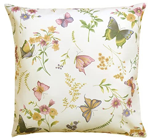 heimtexland ® Dekokissen Sitzkissen Schmetterling Garten Deko Natur Bunt Kissenhülle Stuhlpolster Typ794 Kissenhülle 50 x 50 cm