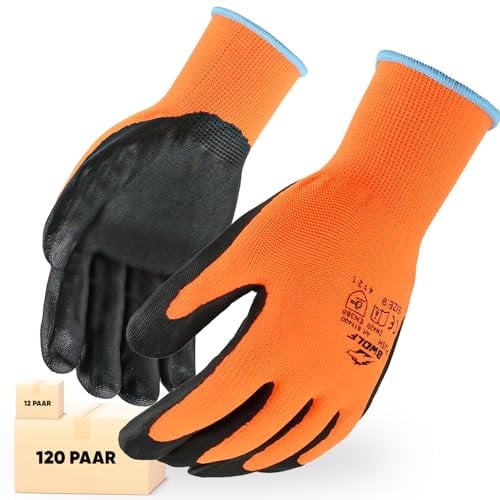 BWOLF PUSH 12 Paar Handschuhe Arbeitshandschuhe Herren Arbeitshandschuhe Damen Mechaniker Handschuhe Herren Montagehandschuhe mit robuster Nitrilschaum (Größe 10 (12er Pack))
