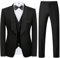 KUDMOL Mens Suit 3 Piece Tuxedo One Button Blazer Vest Trousers Sets for Wedding Party Prom(Black,2XL)