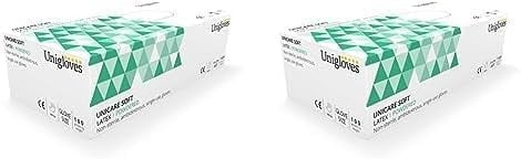UNIGLOVES Unicare Latex GS0024 Single Use - Multipurpose, Lightly Powdered Disposable Gloves, Box of 100 Gloves, Natural, Large, White (Pack of 2)
