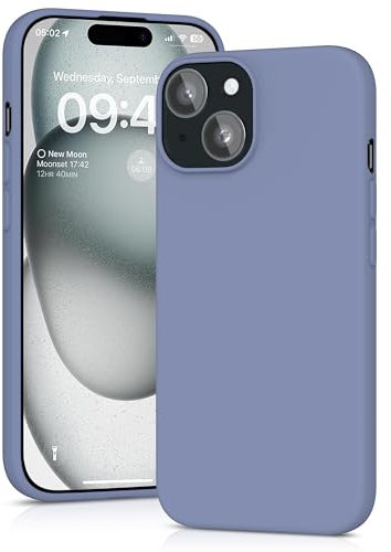 YATWIN Silicone Case for iPhone 15, Soft-Touch, Shockproof, DustProof, Antiskid Full Body Armour Phone Cover for Apple iPhone 15 - Lavender Grey