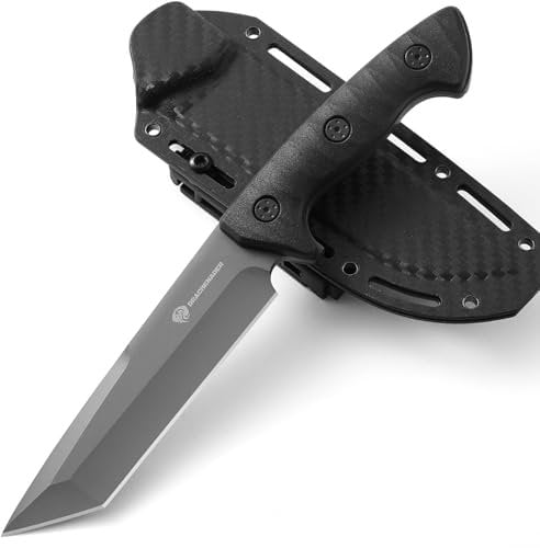 DRACHENADER Coltello Tanto Coltello da sopravvivenza a lama fissa Coltello da cintura Coltello da sopravvivenza outdoor Coltello a codolo pieno con manico e fodero in ABS