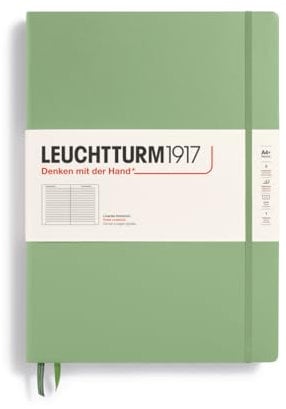 LEUCHTTURM1917 370261 Notizbuch Master Classic (A4+) Hardcover, 235 nummerierte Seiten, Salbei, liniert