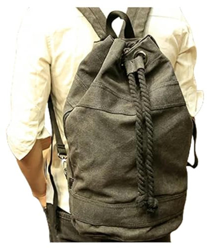RKYNOOZX Rucksack Herren -Rucksack Großer Kapazität Herren -kordeltrainer Rucksack Leinwand Bucket Bag Herren- Und Frauen Modische Einfache Schulbeutel-schwarz-geeignet Für Die Berechnung
