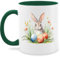 Tasse Tassen 325ml - Ostergeschenke - Hase mit Ostereiern I Osterhase I Oster Hase - 325 ml - Dunkelgrün - ostertassen, ostern easter ostertassen ostermotiv ostern￼ oster-tassen
