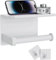 Tindbea Porte Papier Toilette Mural avec Tablette + Crochets pour Serviettes et Peignoirs, Porte-Rouleaux de Papier Hygiénique en Acier Inoxydable à Fixer au Mur par Adhésif ou par Vis (Blanc)