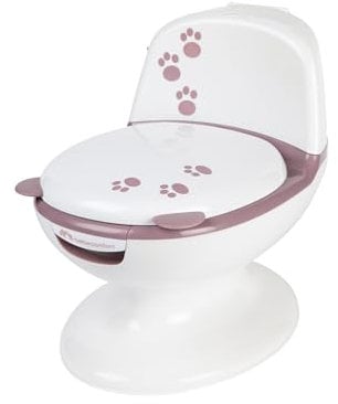 Bebeconfort Minitoilette, Töpfchen Baby, 1–4 Jahre, 0–20 kg, Lebensechtes Design mit Spritzschutz, Echtes Spülgeräusch, Abnehmbare Schüssel, Leicht zu Reinigen, Gummifuß, Bär Lavendel