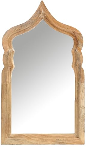 Boho Wandspiegel Aastha handgefertigt aus Holz in Natur 90 cm im Trend