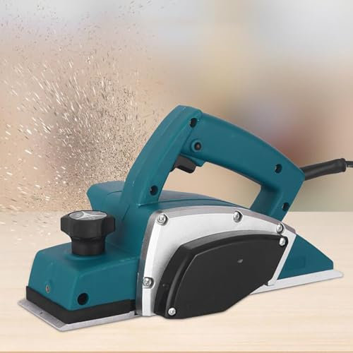 Kevrnabxi Electric Planer 220V 800W Handheld Corded Wood Planer, Self-Locking Switch Design, Adjustable Cutting Depth, for Woodworking Home Door Furniture