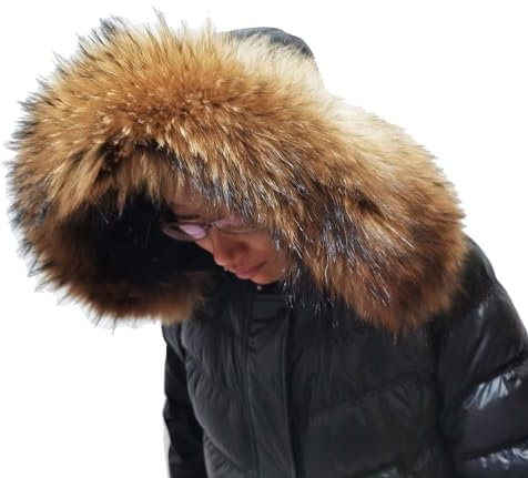 Adynice Echtpelzkragen Unisex Naturpelzschal Daunenjacke Kapuzenpelzkragen 70CM18CM