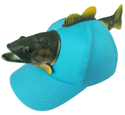 HUAJINGKEJI Neuheit 3D Fischhut für Eltern Kind Lustiger Fisch Tier Baseball Hut für Geburtstagsfeier Kreative Themenparty Hut Kopfbedeckung, Cyan Kinder, Children: 54-56cm; Adults: 56-58cm
