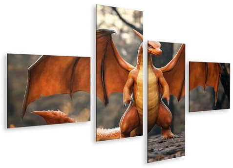 islandburner Bild auf Leinwand Riesiger realistischer Gigantimax Glurak (3) Bilder Wandbilder Poster