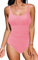 NLAND Donna Costume Intero Costume da Bagno da Spiaggia Donna Retro Bikini Push Up con Volant Monokini Donna(Rosa,L)